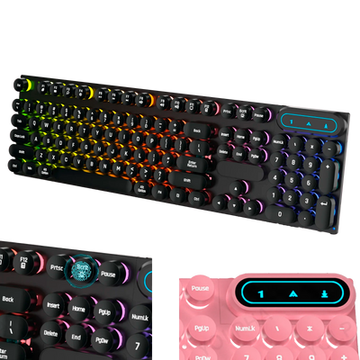 RGB Gaming Keyboard with Adjustable Lighting for Gaming and Typing