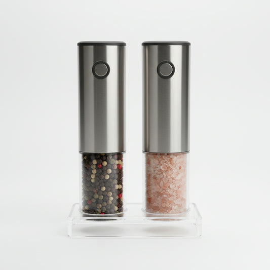 Automatic Salt and Pepper Grinder Set with Mess-Free Stand