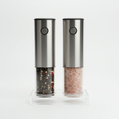 Automatic Salt and Pepper Grinder Set with Mess-Free Stand
