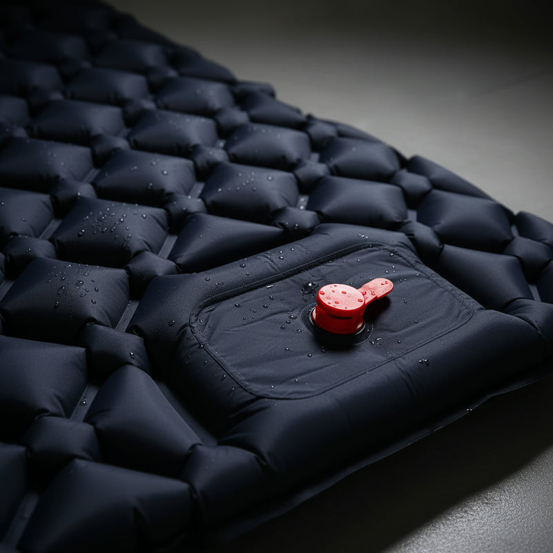 FEATURES IMAGE - No-Blow Press-Pump Camping Mat that Connects for Two