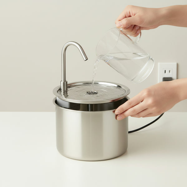 HOW IT WORKS STEP 2 MEDIA - FreshFlow Steel Pet Fountain