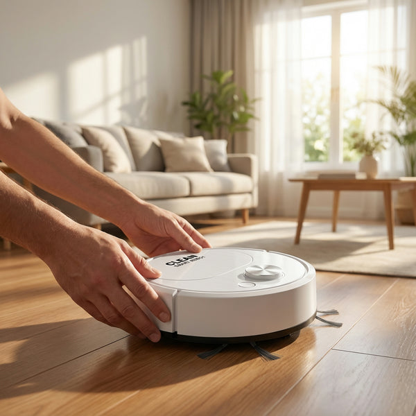 HOW IT WORKS STEP 1 MEDIA - SlimSweep Mini Robot Vacuum 3‑in‑1