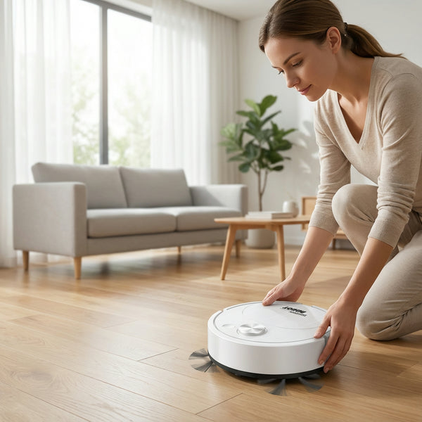 HOW IT WORKS STEP 2 MEDIA - SlimSweep Mini Robot Vacuum 3‑in‑1