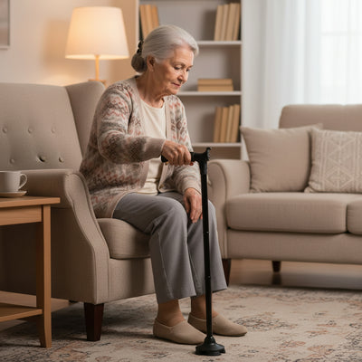 Self-Standing Folding Cane with LED Light for Stability