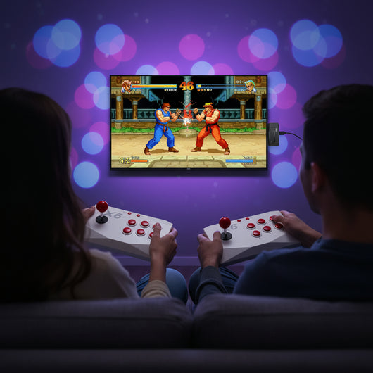 4K Retro Game Console with Two Controllers for Two Players