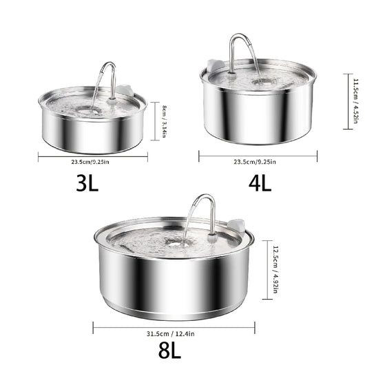 Stainless Steel Pet Water Fountain with Continuous Flow