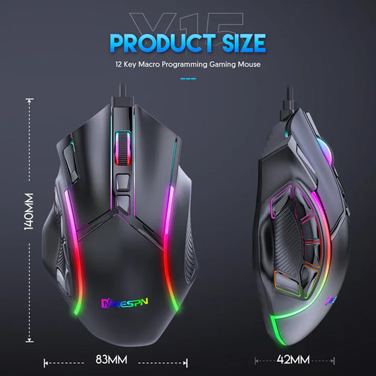 Gaming Mouse with Adjustable Dpi up to 12800 for High-Precision Gaming