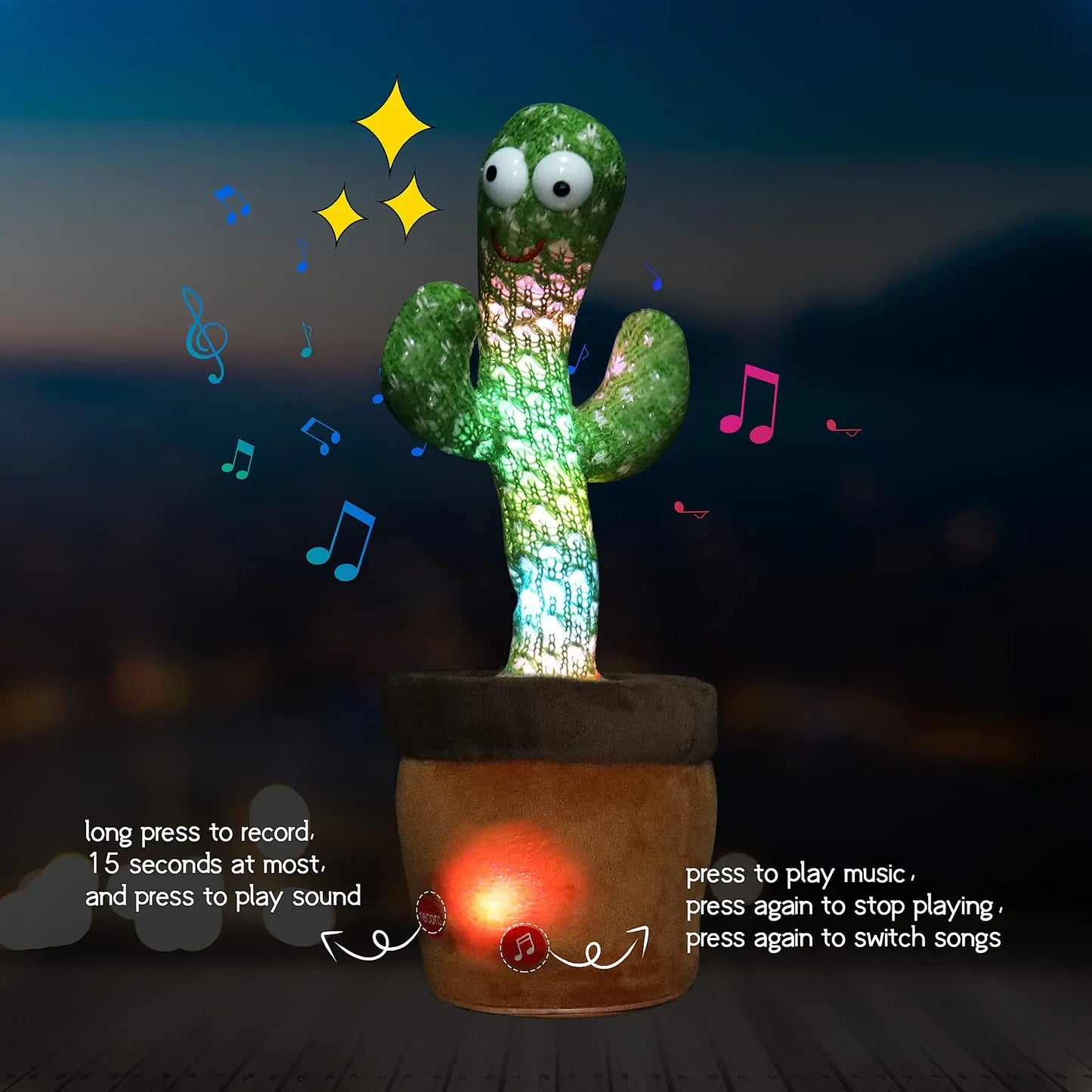 CactusGroove ™ Rechargeable Dancer Cactus Glowing Dancing Electronic