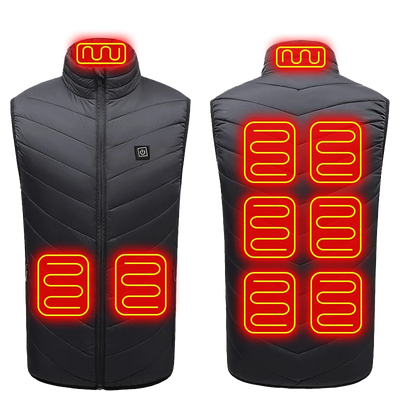 Heated Vest with 21 Heating Zones for Use in Cold Weather