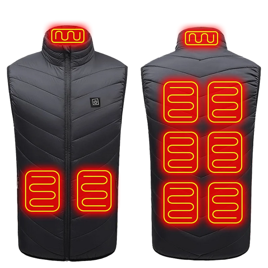 Heated Vest with 21 Heating Zones for Use in Cold Weather