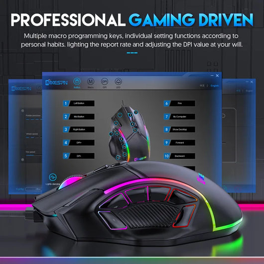 Gaming Mouse with Adjustable Dpi up to 12800 for High-Precision Gaming