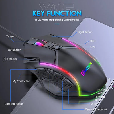 Gaming Mouse with Adjustable Dpi up to 12800 for High-Precision Gaming
