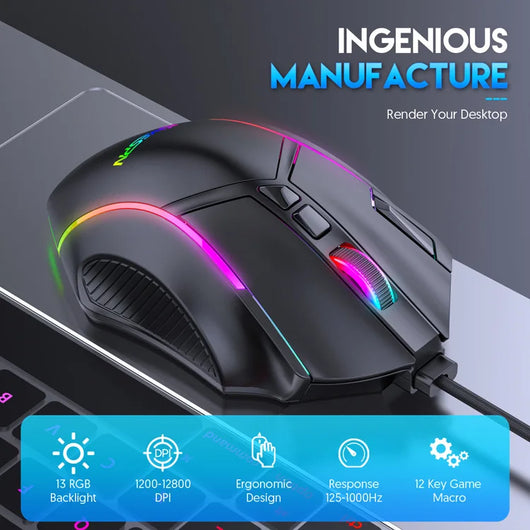 Gaming Mouse with Adjustable Dpi up to 12800 for High-Precision Gaming