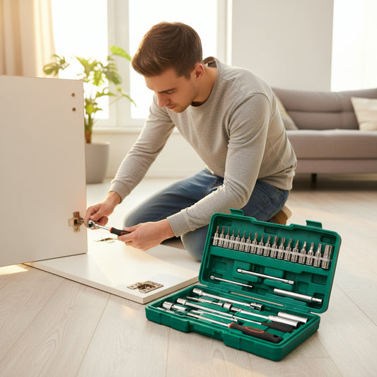 Automotive Socket Set with Ratchet and Storage Case