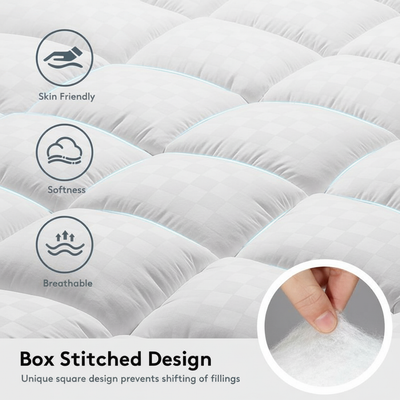 CloudNest Premium Quilted 1000GSM Luxury Extra Thick Mattress Topper - Fluffy Soft & Breathable